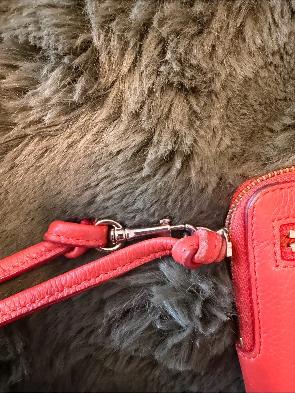Vintage Coach Coral Zip Wristlet with Gold Hardware